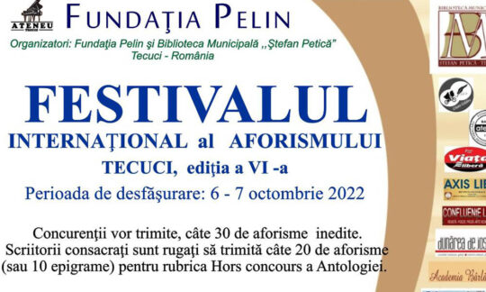 La Tecuci se organizează  o nouă ediţie a Festivalului Internaţional al Aforismului