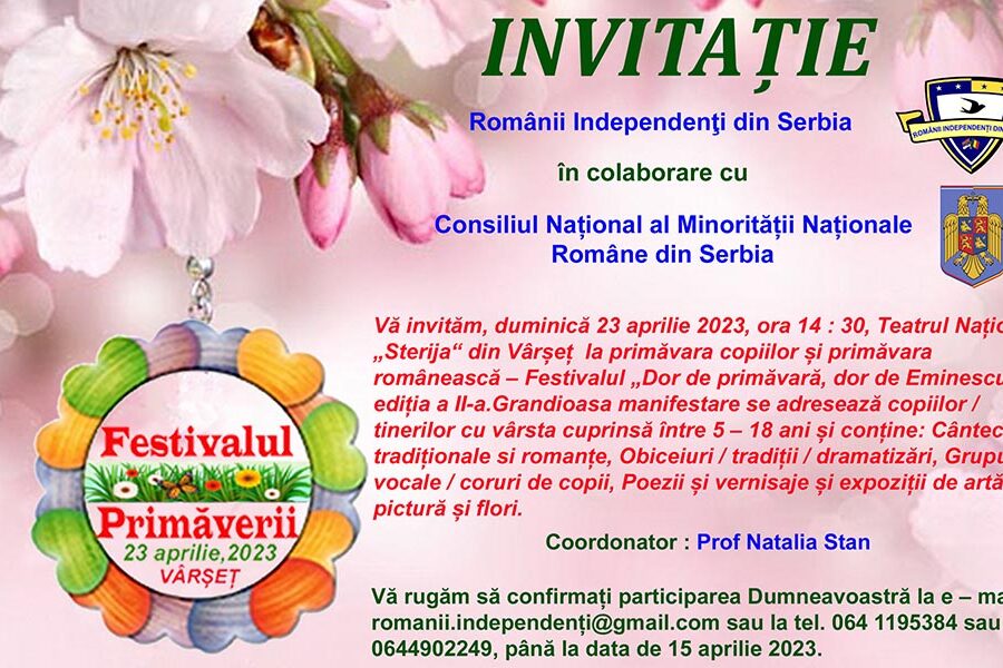 Trei evenimente româneşti în luna aprilie la românii din Serbia